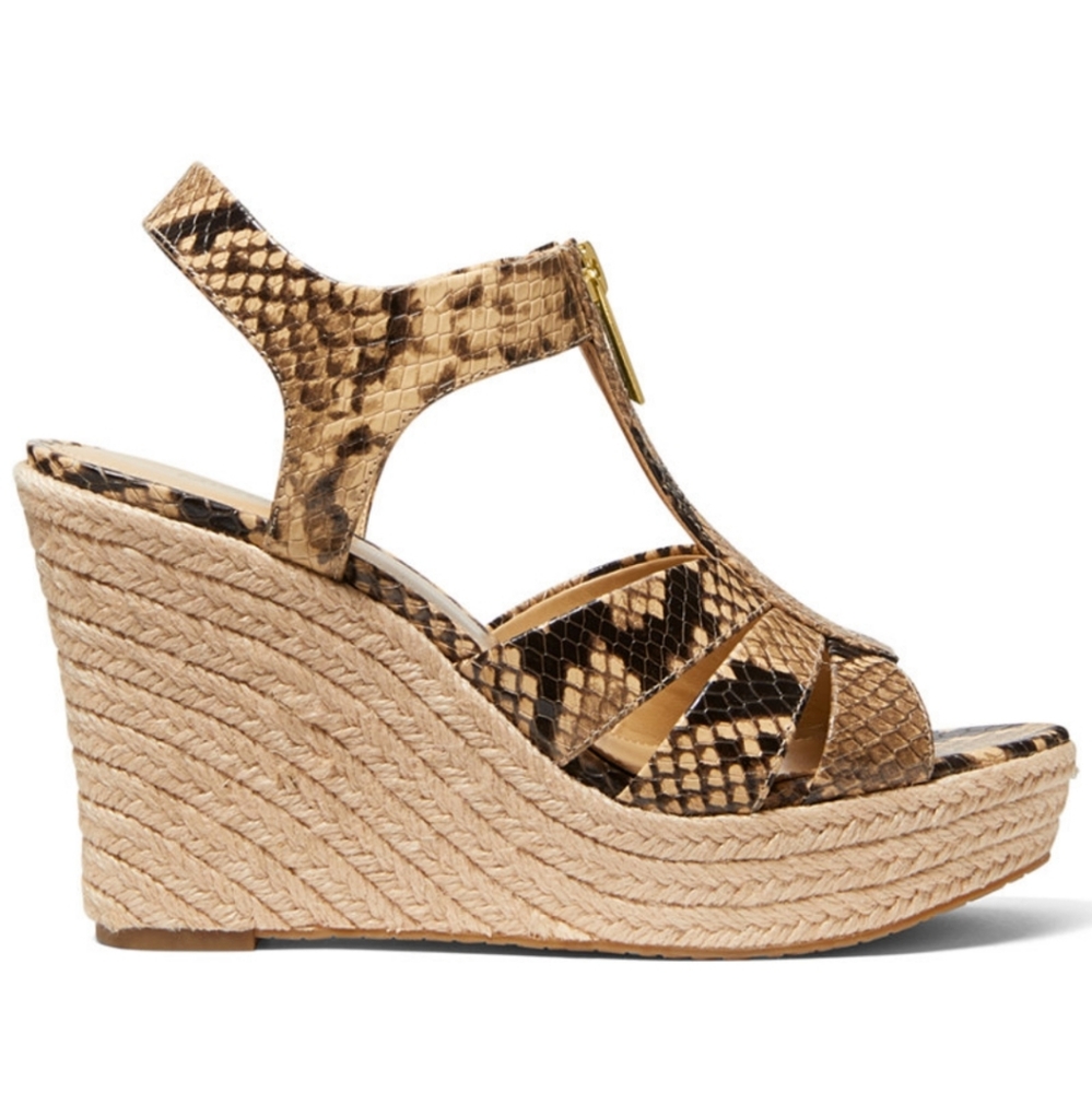Michael Michael Kors- Leather Zip-Up T-Strap Wedge - Picture 4 of 6